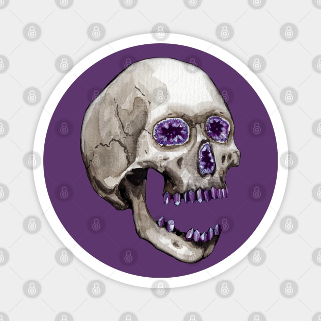 Amethyst Geode Crystal Skull Magnet by Heather Dorsch Creations